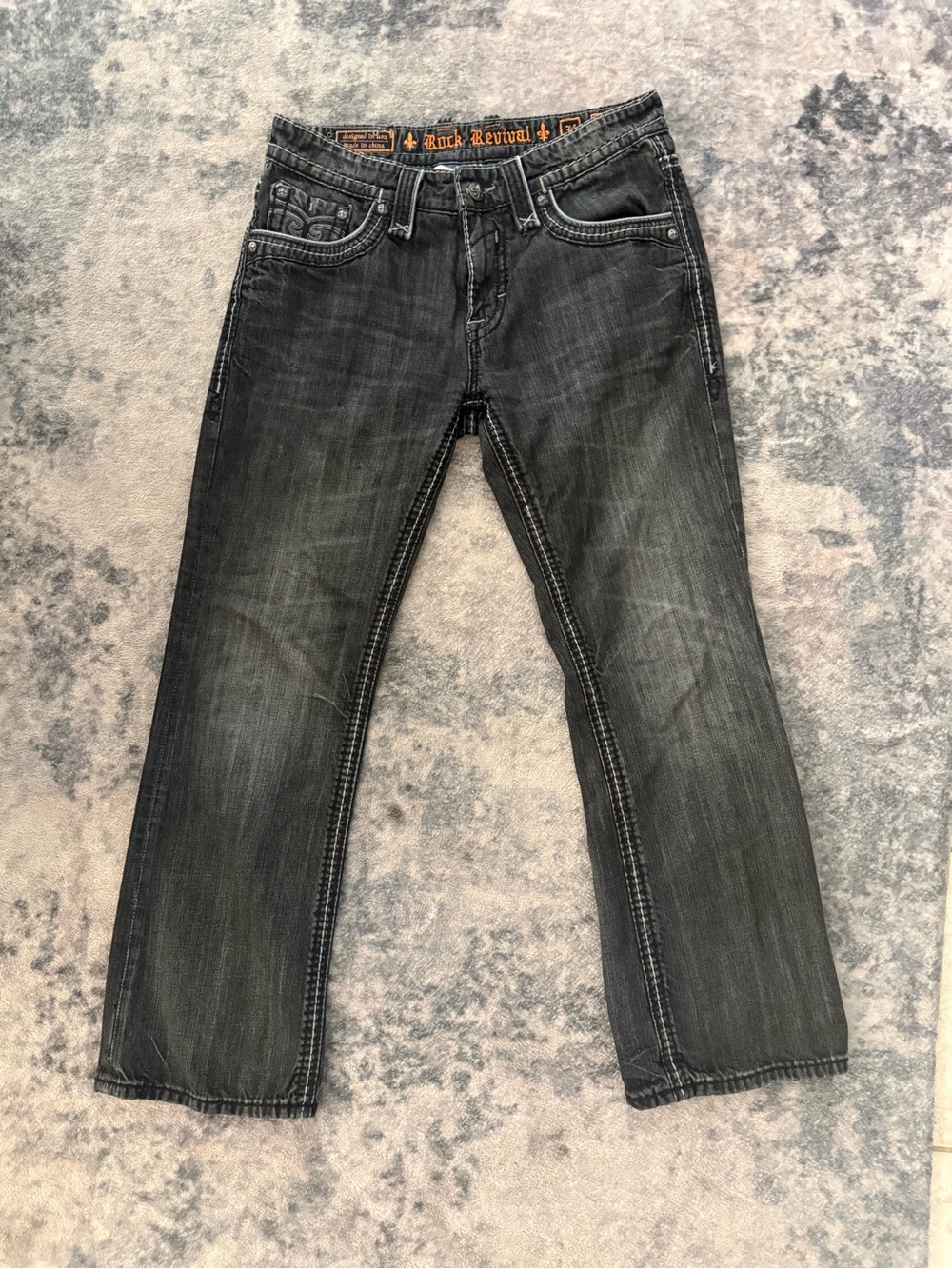 Rock Revival Men's Dark Gray Boot-Cut Jeans W34/L31